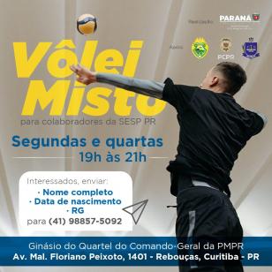Convite para participar de treinamento de vôlei misto