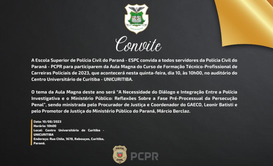 ESPC convida para Aula Magna do Curso de Formação Técnico-Profissional de 2023