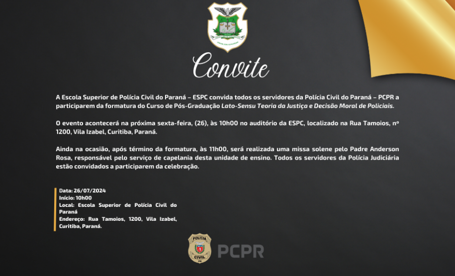 ESPC convida para Formatura de Curso de Pós-Graduação e Missa Solene