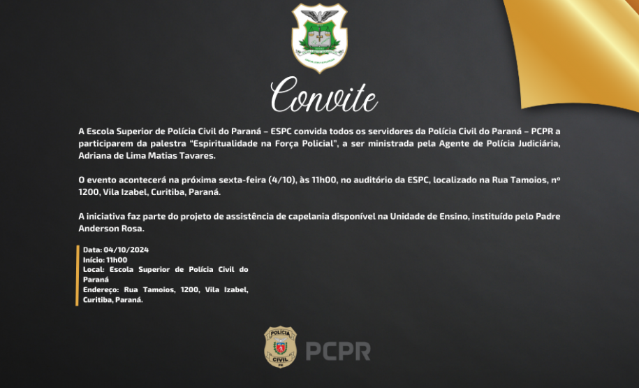 ESPC convida para a palestra “Espiritualidade na Força Policial”